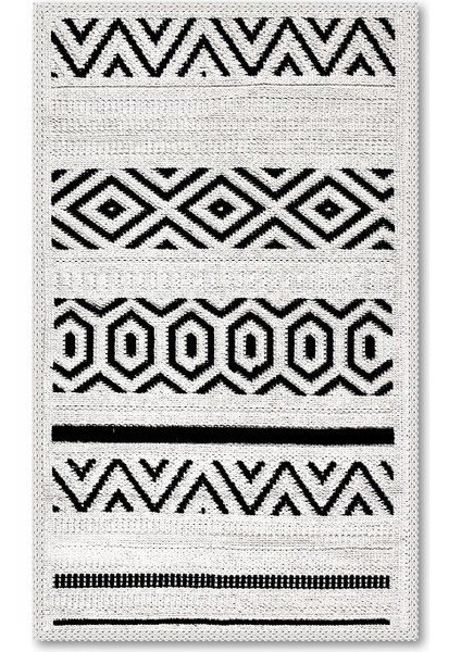 Hat Doğal Pamuklu 2'li Banyo Kilim Seti 60X100+50X60 cm Siyah