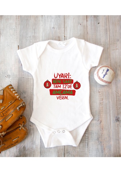 Kişileştirebilir Isme Özel Tasarlanabilen Pamuklu Baskılı Yılbaşı Amca Zıbın Body 001U