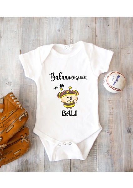 Isme Özel Isimli Baskı Yazılabilen Pamuk Babaannesinin Balı Bebek Zıbın Bod