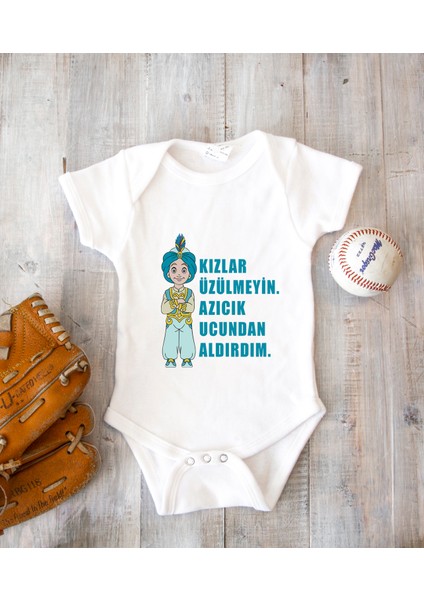 Isme Özel Isimli Baskı Yazılabilen Pamuk Sünnet Bebek Zıbın Body 050