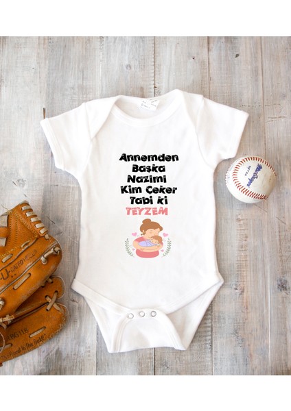 Isme Özel Isimli Baskı Yazılabilen Pamuk Teyzesin Balı Bebek Zıbın Bod