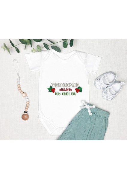 Kişileştirebilir Isme Özel Tasarlanabilen Pamuklu Baskılı Yılbaşı Yenge Zıbın Body 001U