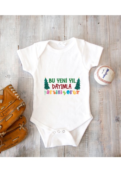 Kişileştirebilir Isme Özel Tasarlanabilen Pamuklu Baskılı Yılbaşı Kardeş Zıbın Body 001U