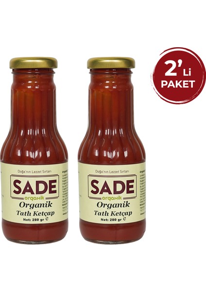 Sade Organik Tatlı Ketçap 2 Adet