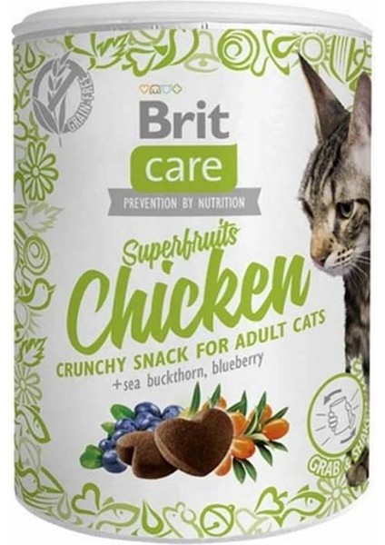 Brit Care Superfruits Glütensiz Tavuklu ve Yaban Mersinli Kıtır Kedi Ödül Maması 100 gr