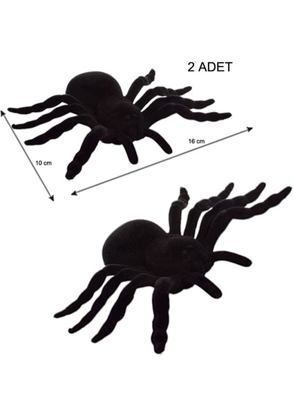 Halloween 16X10 cm Siyah Renk Kadife Kaplama Plastik Örümcek 2 Adet fiyatları