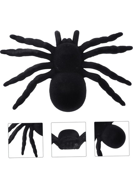 Halloween 16X10 cm Siyah Renk Kadife Kaplama Plastik Örümcek 2 Adet modelleri