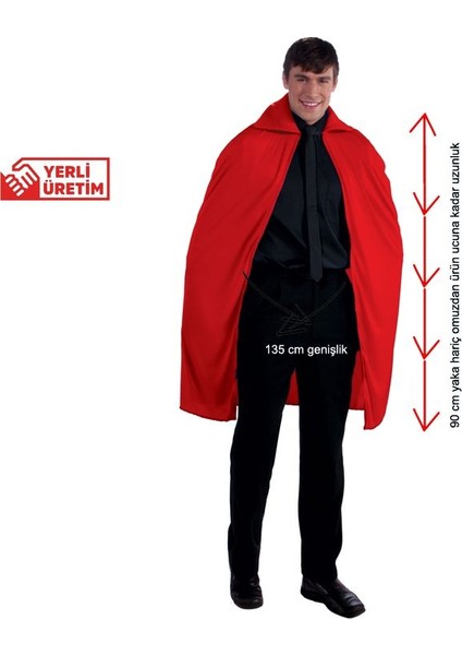 Kırmızı Renk 90 cm Yakalı Çok Amaçlı Halloween Pelerini Bayan Erkek Yetişkin fiyatları