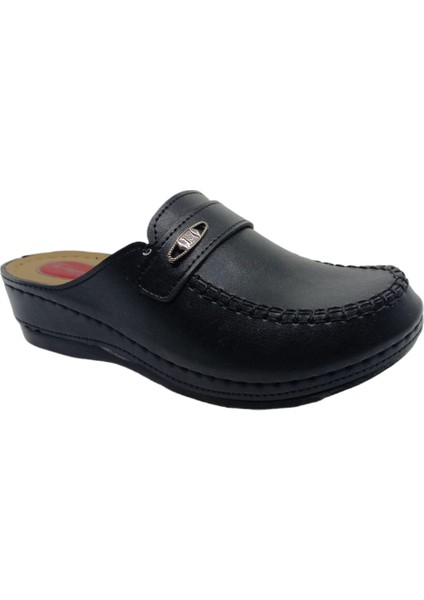 Elegance 123 Kadın Siyah Burnu Kapalı Terlik