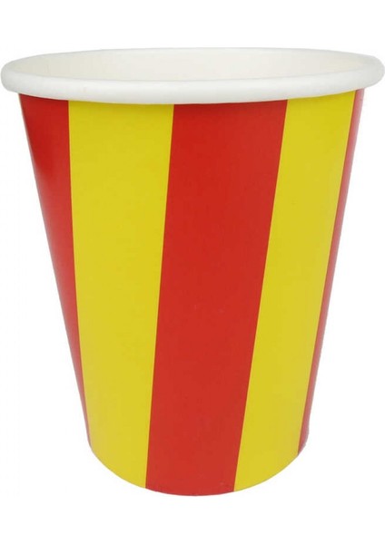 Bardak Karton Çizgili Sarı Kırmızı 8 Oz Pk:8