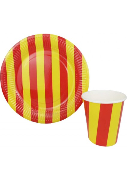 Bardak Karton Çizgili Sarı Kırmızı 8 Oz Pk:8 fiyatları