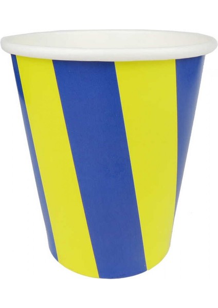 Bardak Karton Çizgili Sarı Lacivert 8 Oz Pk:8