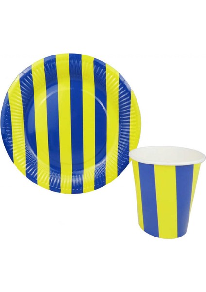 Bardak Karton Çizgili Sarı Lacivert 8 Oz Pk:8 fiyatları