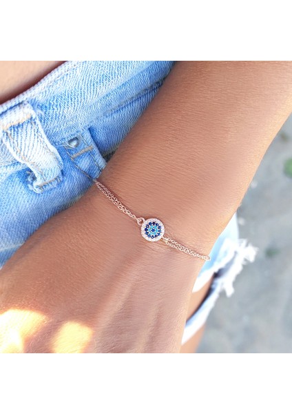 925 Ayar Gümüş Rose Nazar Bileklik modelleri