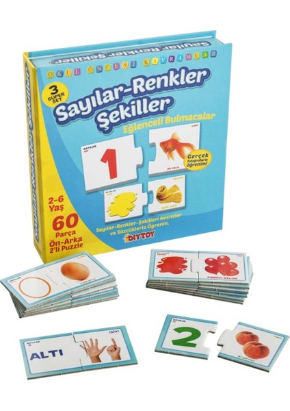 1444 Dıytoy, Eğlenceli Bulmacalar - Sayılar - Renkler - Şekiller / 2-6 Yaş