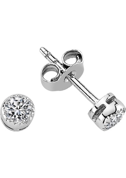 F Renk 0,34 Karat Pırlanta Tektaş Küpe 0404E0093