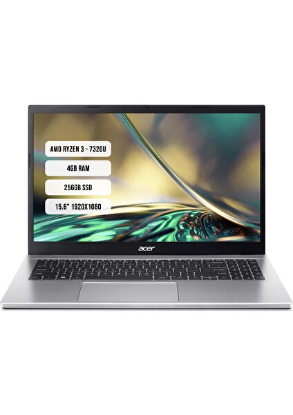 Aspire 3 A315-24 Amd Ryzen 3 7320U 4gb 256GB SSD Freedos 15.6" Fhd Taşınabilir Bilgisayar NX.KDEEY.004 Sner