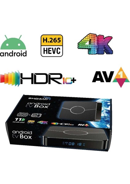 Sh-Sb1 4K Ultra HD HDr Android 9 4 GB Ram 64 GB Rom TV Android Box ve Media Player