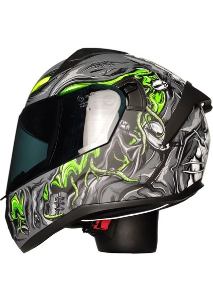 Motosiklet Sertfikalı Güneş Vizörlü Kask Full Face Motor Kaskı Zombıes Whıte fiyatları