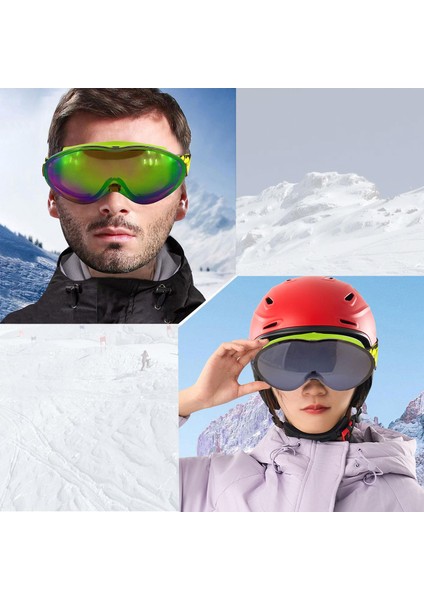 Kayak Gözlüğü Değiştirebilir Camlı Güneş Kar Gözlük Gökkuşağı Snowboard Glasses Gözlük+1 Adet Yedek Cam (Füme)