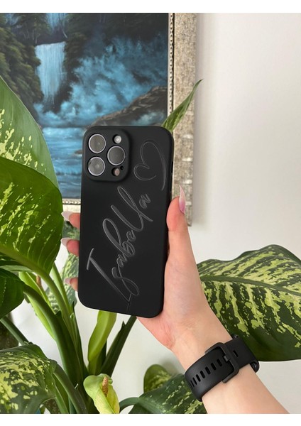 Kabartmalı Parlak El Yazısı Kalpli Isimli Iphone Telefon Kılıfı