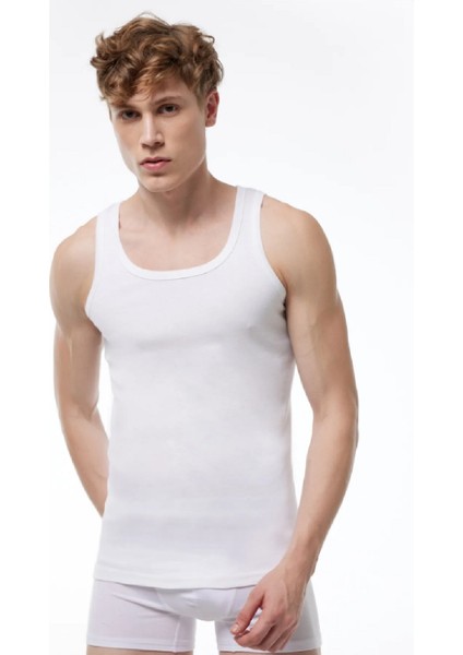 034 - 4 Lü Erkek Beyaz %100 Pamuk Ribana Atlet fiyatları