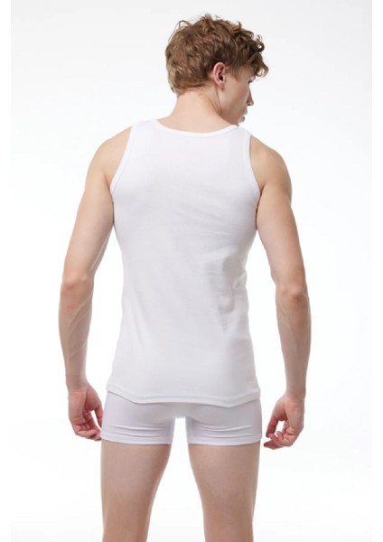 034 - 4 Lü Erkek Beyaz %100 Pamuk Ribana Atlet modelleri