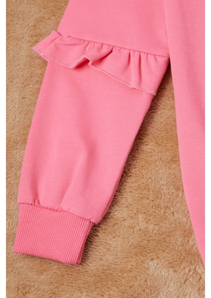 Pembe Papatya Baskılı Kız Çocuk Sweatshirt 16613 modelleri