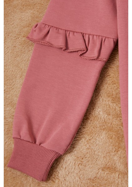 Koyu Pembe Papatya Baskılı Kız Çocuk Sweatshirt 16615 modelleri
