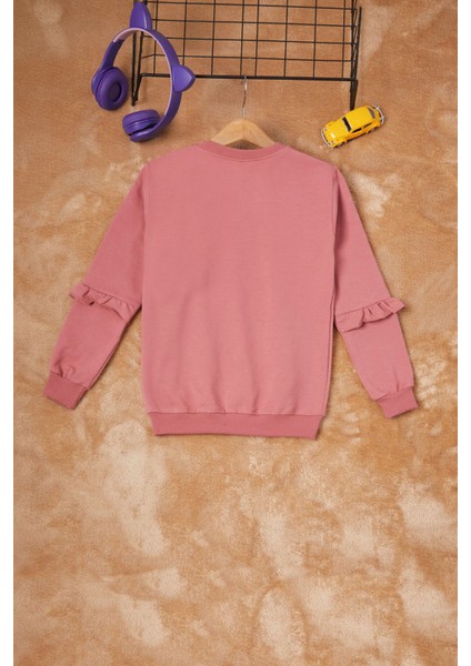 Koyu Pembe Papatya Baskılı Kız Çocuk Sweatshirt 16615 fırsatları