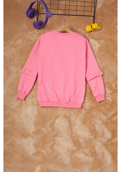Pembe Papatya Baskılı Kız Çocuk Sweatshirt 16613 fırsatları