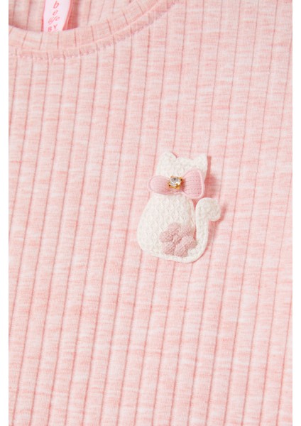 Pembe Fırfırlı Kedi Nakışlı Kız Çocuk Badi 16580 fiyatları