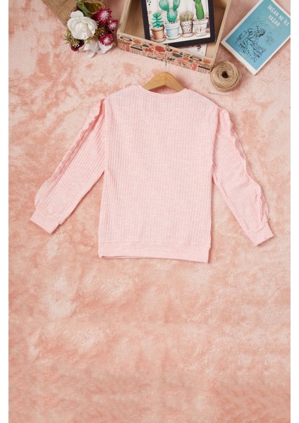 Pembe Fırfırlı Kedi Nakışlı Kız Çocuk Badi 16580 indirimleri