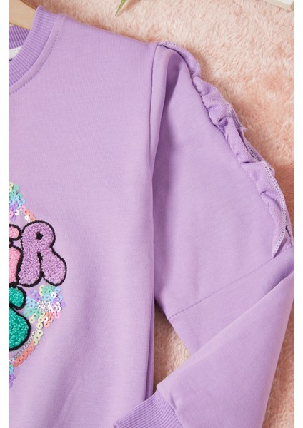 Lila Summer Yazı Nakışlı Kız Çocuk Sweatshirt 16588 modelleri
