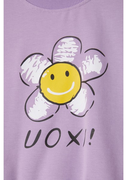 Lila Papatya Baskılı Kız Çocuk Sweatshirt 16611 fiyatları