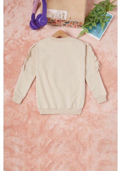 Krem Summer Yazı Nakışlı Kız Çocuk Sweatshirt 16581 fırsatları