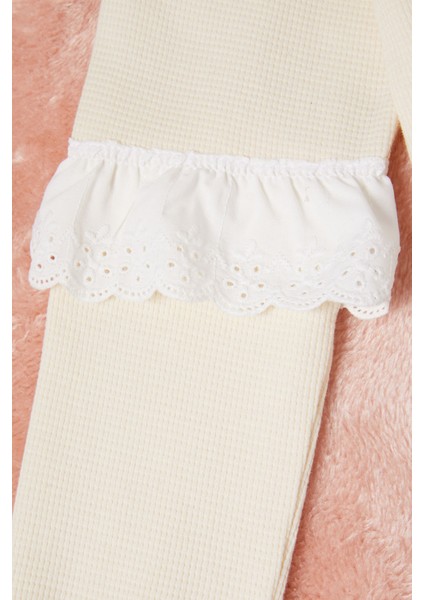 Krem Smile Nakışlı Kız Çocuk Waffle Sweatshirt 16589 fiyatları