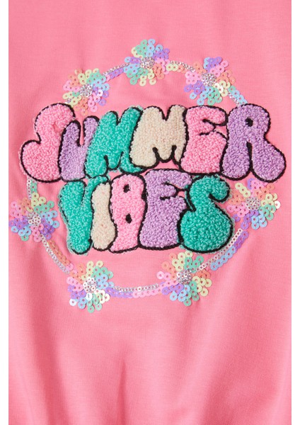 Pembe Summer Yazı Nakışlı Kız Çocuk Sweatshirt 16583 fiyatları