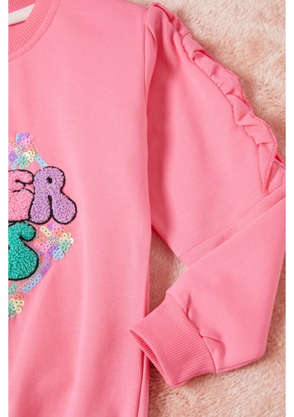 Pembe Summer Yazı Nakışlı Kız Çocuk Sweatshirt 16583 modelleri