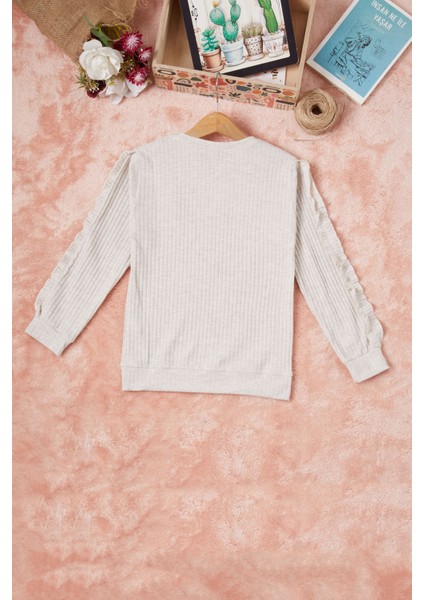 Krem Fırfırlı Kedi Nakışlı Kız Çocuk Badi 16578 indirimleri