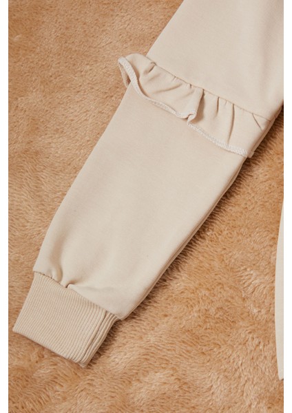 Krem Papatya Baskılı Kız Çocuk Sweatshirt 16614 modelleri