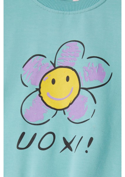 Yeşil Papatya Baskılı Kız Çocuk Sweatshirt 16610 fiyatları