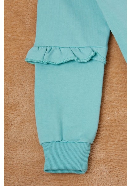 Yeşil Papatya Baskılı Kız Çocuk Sweatshirt 16610 modelleri