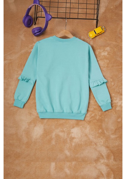 Yeşil Papatya Baskılı Kız Çocuk Sweatshirt 16610 fırsatları