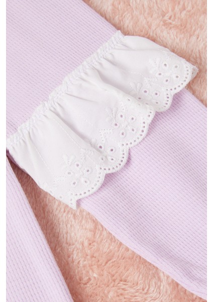 Lila Smile Nakışlı Kız Çocuk Waffle Sweatshirt 16593 modelleri