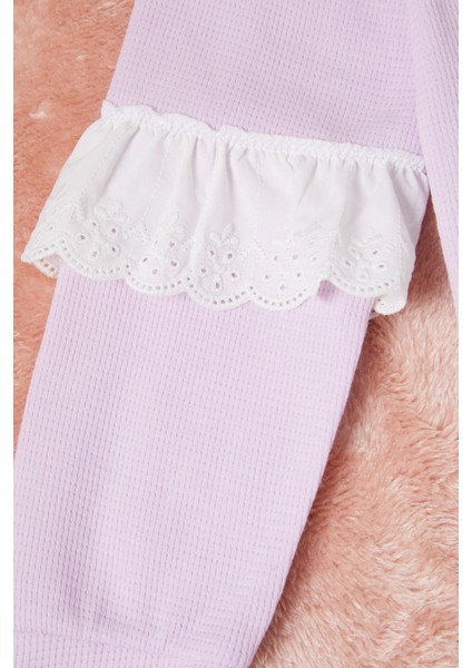 Lila Smile Nakışlı Kız Çocuk Waffle Sweatshirt 16593 fırsatları