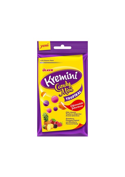 Kremini Candy Mini Tropikal Meyveli Şeker 30 gr x 12