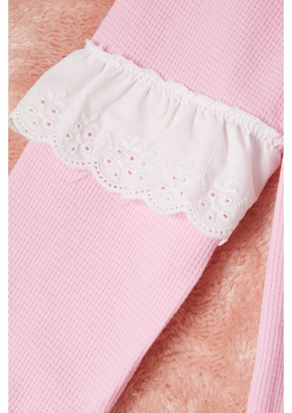 Pembe Smile Nakışlı Kız Çocuk Waffle Sweatshirt 16592 modelleri