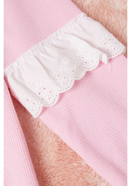 Pembe Smile Nakışlı Kız Çocuk Waffle Sweatshirt 16592 fırsatları