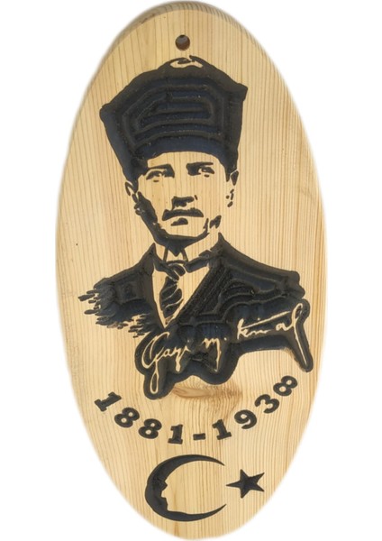 Atatürk Ahşap Oyma duvar Süsü. kavukluk,ahşap raf
